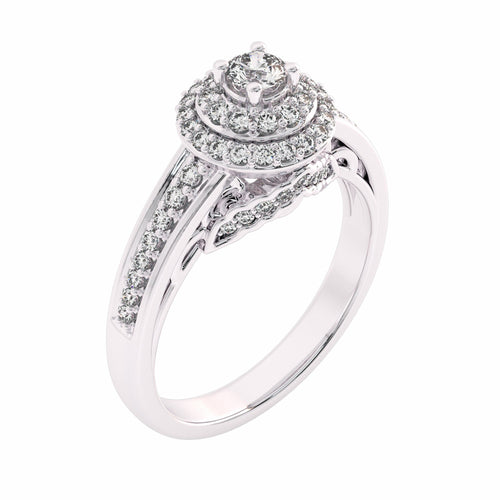 1/2 CT Round Lab Created Diamond Halo Engagement Ring