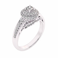 1/2 CT Round Diamond Halo Engagement Ring