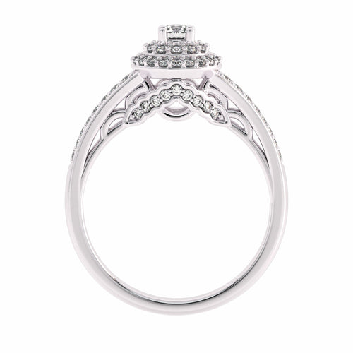 1/2 CT Round Lab Created Diamond Halo Engagement Ring