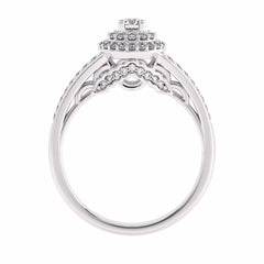 1/2 CT Round Diamond Halo Engagement Ring