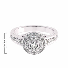 1/2 CT Round Diamond Halo Engagement Ring