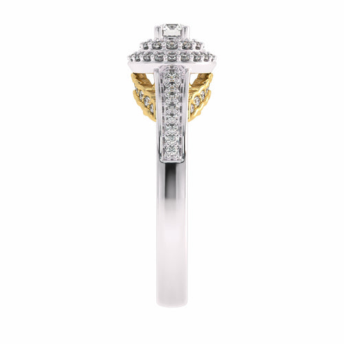 1/2 CT Round Lab Created Diamond Halo Engagement Ring
