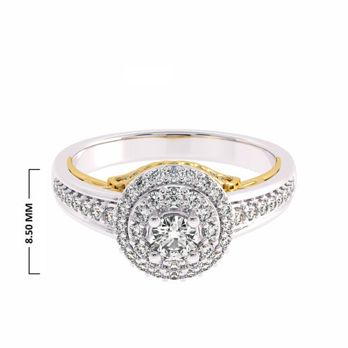 1/2 CT Round Diamond Halo Engagement Ring