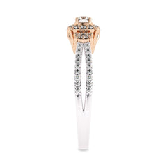 1/2 CT Round Lab Created Diamond Triology Styled Halo Engagement Ring