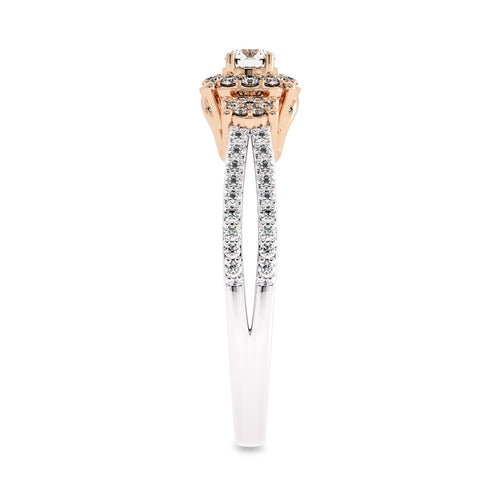 1/2 CT Round Lab Created Diamond Triology Styled Halo Engagement Ring