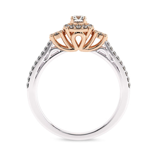 1/2 CT Round Lab Created Diamond Triology Styled Halo Engagement Ring
