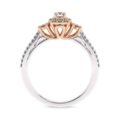 1/2 CT Round Diamond Triology Styled Halo Engagement Ring