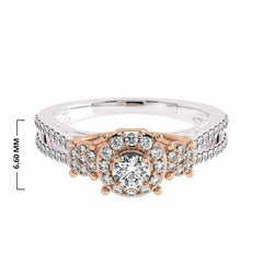 1/2 CT Round Lab Created Diamond Triology Styled Halo Engagement Ring