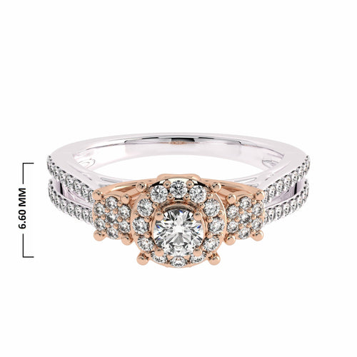 1/2 CT Round Lab Created Diamond Triology Styled Halo Engagement Ring