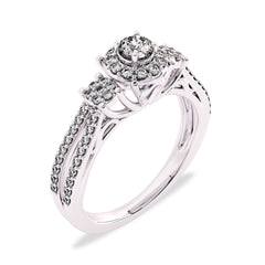 1/2 CT Round Lab Created Diamond Triology Styled Halo Engagement Ring