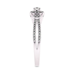 1/2 CT Round Lab Created Diamond Triology Styled Halo Engagement Ring