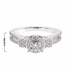 1/2 CT Round Lab Created Diamond Triology Styled Halo Engagement Ring