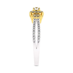 1/2 CT Round Lab Created Diamond Triology Styled Halo Engagement Ring