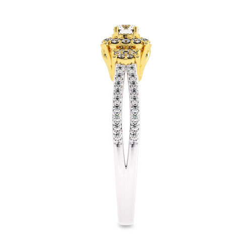 1/2 CT Round Lab Created Diamond Triology Styled Halo Engagement Ring