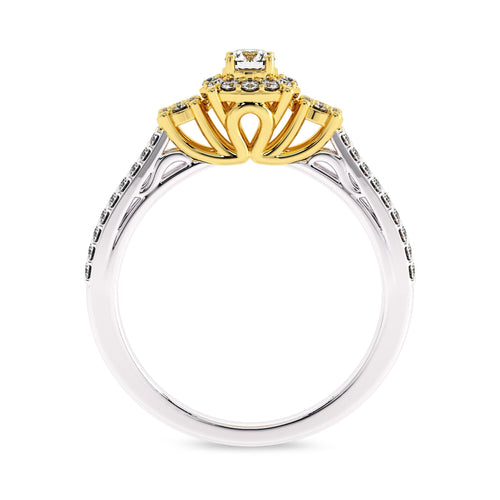 1/2 CT Round Lab Created Diamond Triology Styled Halo Engagement Ring
