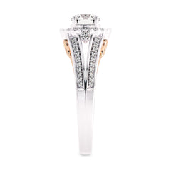 1 CT Round Lab Created Diamond Split Shank Halo Engagement Ring