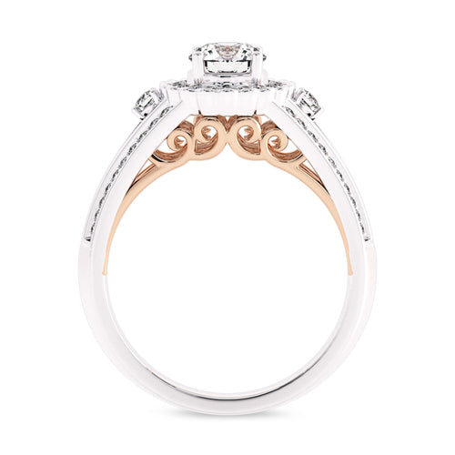 1 CT Round Lab Created Diamond Split Shank Halo Engagement Ring