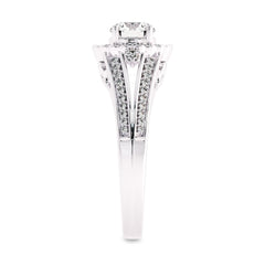 1 CT Round Lab Created Diamond Split Shank Halo Engagement Ring