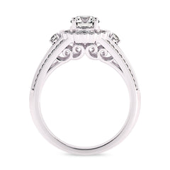 1 CT Round Lab Created Diamond Split Shank Halo Engagement Ring