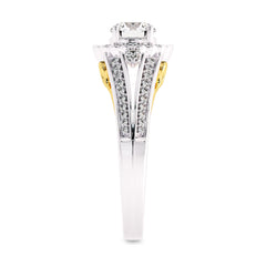 1 CT Round Lab Created Diamond Split Shank Halo Engagement Ring