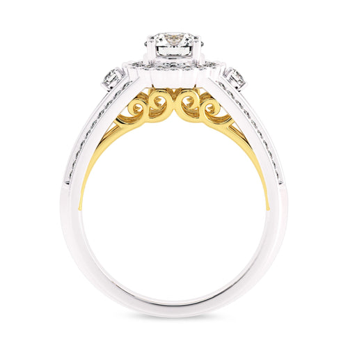 1 CT Round Lab Created Diamond Split Shank Halo Engagement Ring