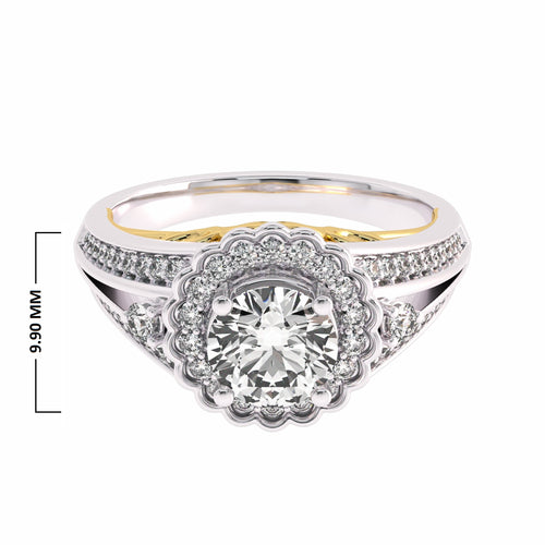 1 CT Round Lab Created Diamond Split Shank Halo Engagement Ring