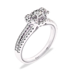 1/2 CT.  Three Stone Style Two Tone Lab Created Diamond Engagement Ring