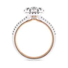 1/2 CT.  Three Stone Style Two Tone Lab Created Diamond Engagement Ring