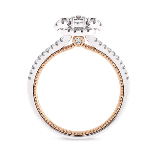 1/2 CT.  Three Stone Style Two Tone Lab Created Diamond Engagement Ring