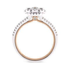 1/2 CT.  Three Stone Style Two Tone Lab Created Diamond Engagement Ring