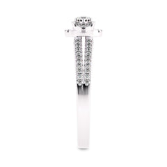 1/2 CT.  Three Stone Style Two Tone Lab Created Diamond Engagement Ring