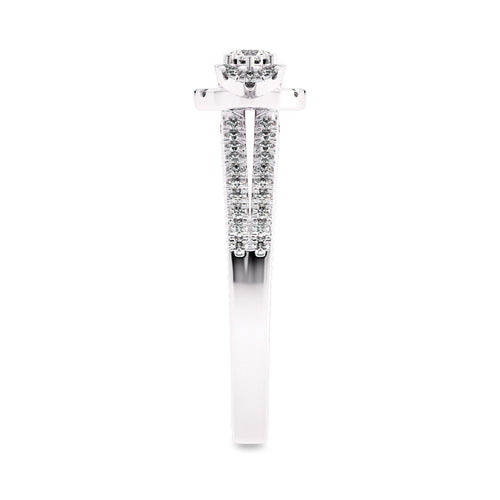 1/2 CT.  Three Stone Style Two Tone Lab Created Diamond Engagement Ring