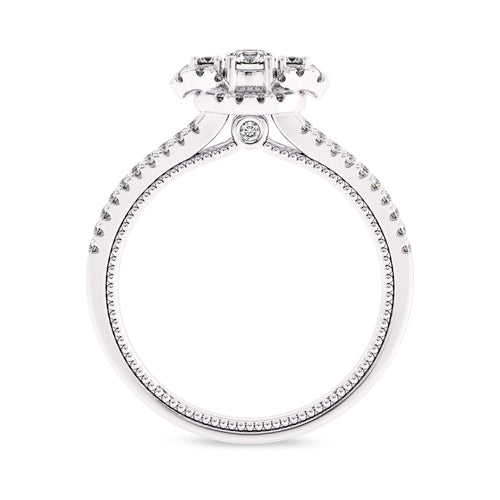 1/2 CT.  Three Stone Style Two Tone Lab Created Diamond Engagement Ring