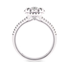 1/2 CT.  Three Stone Style Two Tone Lab Created Diamond Engagement Ring