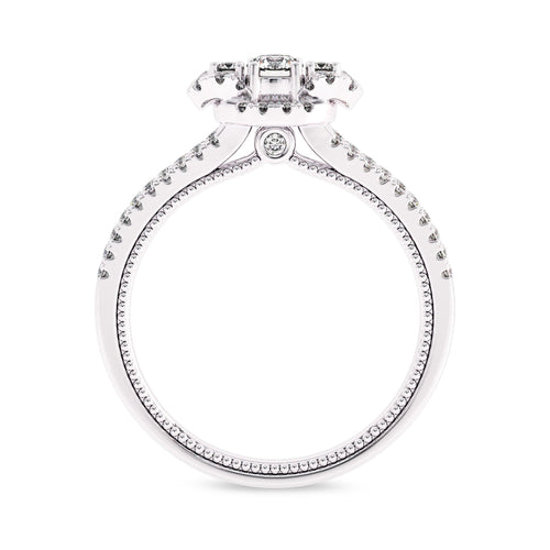 1/2 CT.  Three Stone Style Two Tone Lab Created Diamond Engagement Ring