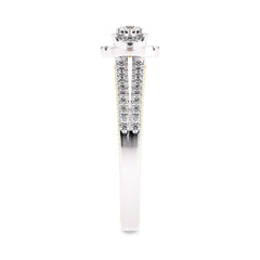 1/2 CT.  Three Stone Style Two Tone Lab Created Diamond Engagement Ring