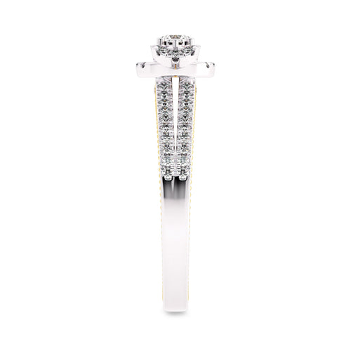 1/2 CT.  Three Stone Style Two Tone Lab Created Diamond Engagement Ring