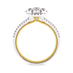 1/2 CT.  Three Stone Style Two Tone Lab Created Diamond Engagement Ring