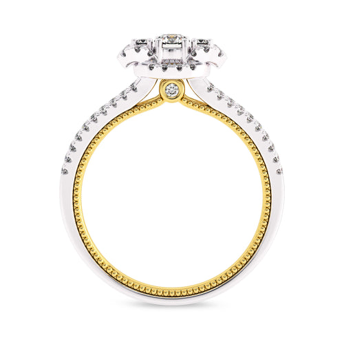 1/2 CT.  Three Stone Style Two Tone Lab Created Diamond Engagement Ring