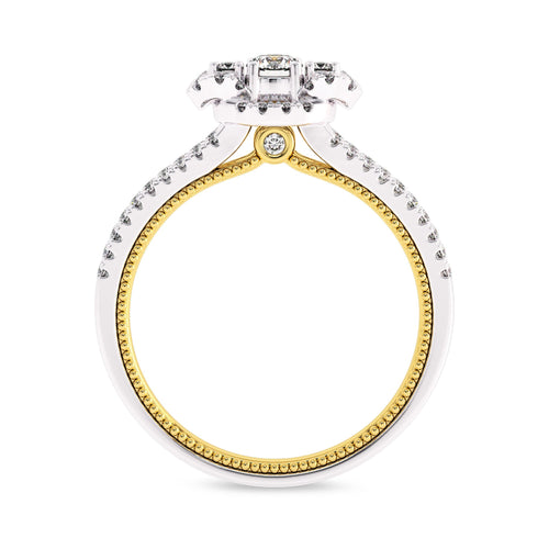 1/2 CT.  Three Stone Style Two Tone Lab Created Diamond Engagement Ring