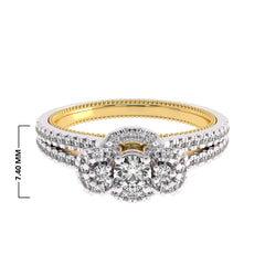 1/2 CT.  Three Stone Style Two Tone Lab Created Diamond Engagement Ring