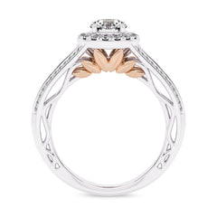 7/8 CT. Lab Created Round Diamond Studded Halo Engagement Ring with Split Shank