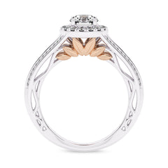 7/8 CT. Lab Created Round Diamond Studded Halo Engagement Ring with Split Shank