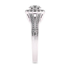 7/8 CT. Lab Created Round Diamond Studded Halo Engagement Ring with Split Shank