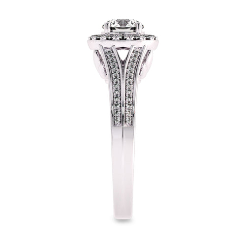 7/8 CT. Lab Created Round Diamond Studded Halo Engagement Ring with Split Shank