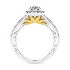 7/8 CT. Lab Created Round Diamond Studded Halo Engagement Ring with Split Shank