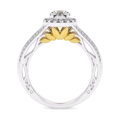 7/8 CT. Lab Created Round Diamond Studded Halo Engagement Ring with Split Shank
