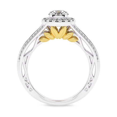 7/8 CT. Lab Created Round Diamond Studded Halo Engagement Ring with Split Shank