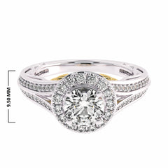 7/8 CT. Lab Created Round Diamond Studded Halo Engagement Ring with Split Shank