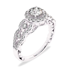1 CT Halo Unique Lab Created Diamond Engagement Ring